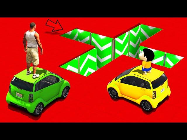 SHINCHAN AND FRANKLIN TRIED THE PLUS SPEED BOOSTER HOLE PARKOUR CHALLENGE GTA 5