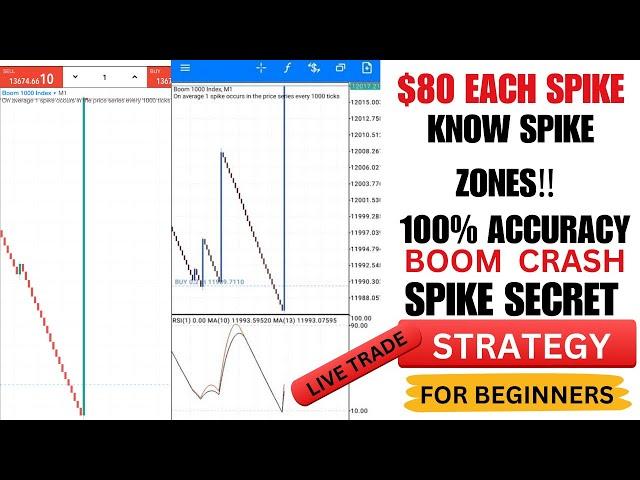 $80 EACH SPIKE. BOOM AND CRASH SPIKE INDICATING STRATEGY FOR BEGINNERS. Live Trade