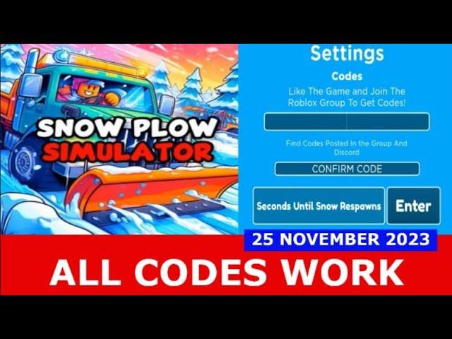 *ALL CODES WORK* Snow Plow Simulator ROBLOX | NOVEMBER 25, 2023