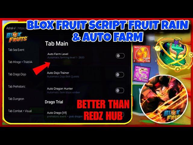 No Key Script Blox Fruit Mobile Astral BETTER THAN REDZ HUB  FRUIT RAIN , AUTO FARM | Fluxus Delta