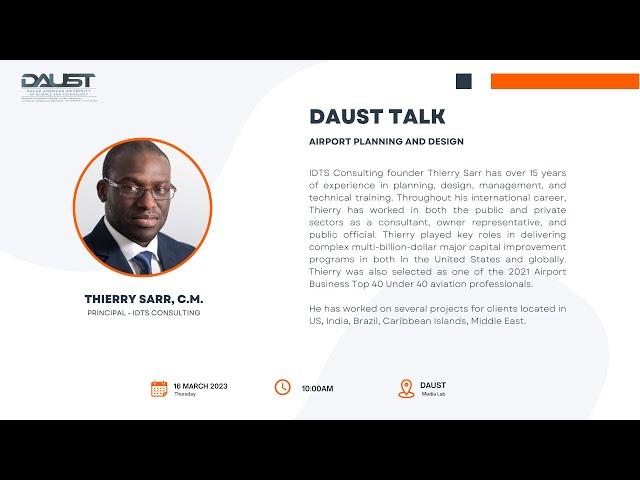 DAUST TALK  - Thierry Sarr, C.M. | Principal - IDTS Consulting