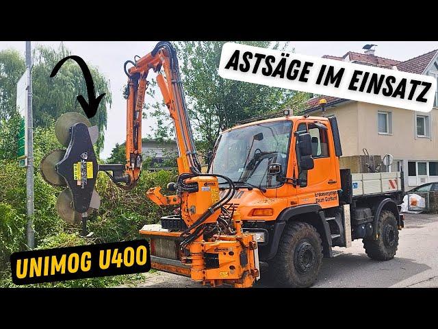 Incredible Hedge Trimming | Unimog U400 | Dücker DUA 800 boom and pruning saw #asmr