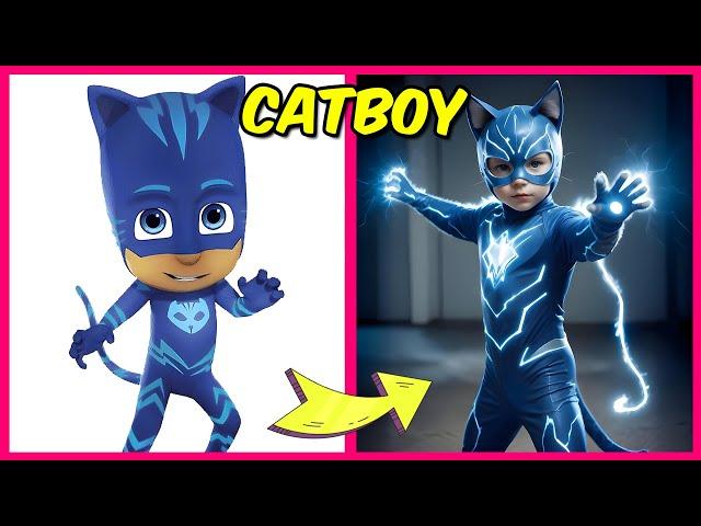 PJ Masks Charcaters in REAL LIFE  + Guess The Voice + Their Favorite Movies & More! | Catboy