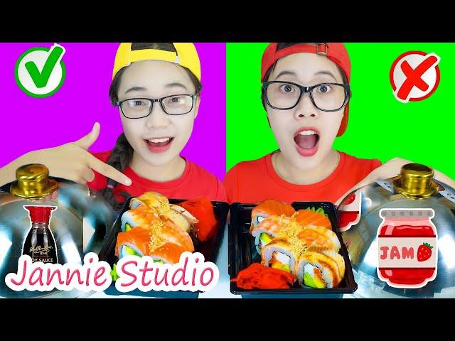 ASMR Sushi, Sashimi, Hot dog with Fire Sauce 스시, 사시미, 핫도그와 불 소스 Jannie Studio 재니