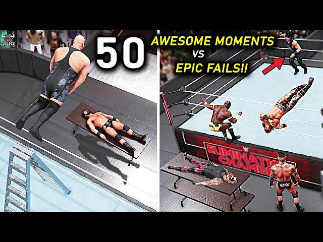 Top 50 Awesome Moments vs Epic Fails!! WWE 2K24 Countdown