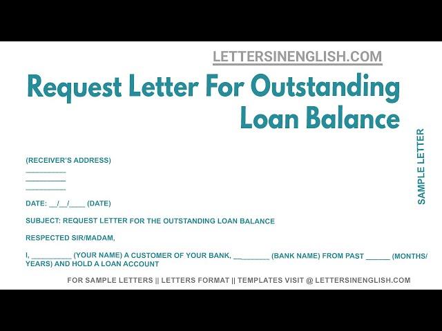 Request Letter For Outstanding Loan Balance - Sample Letter Requesting Outstanding Balance of Loan