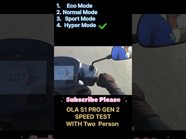 ola s1 pro gen 2 speed test || ola s1 pro eco mode normal mode sports mode hyper mode top speed