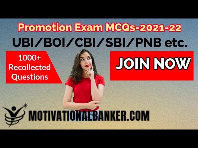 Important MCQ for Bank Promotion Exam - bank promotion recalled questions 2021