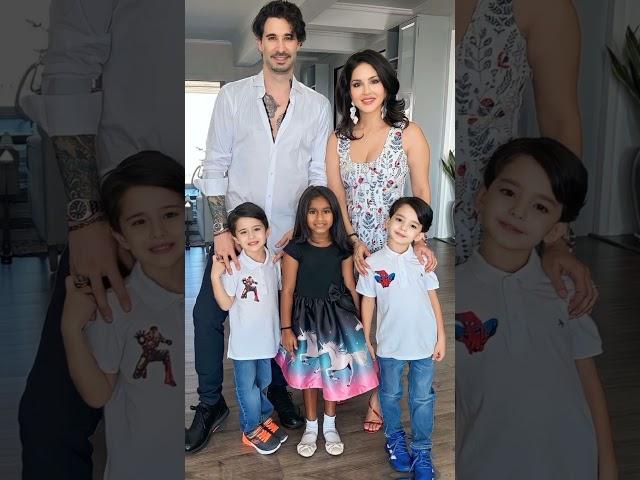 Sunny Leone with her husband Daniel Weber both of his sons and daughter #ytshorts #bollywood