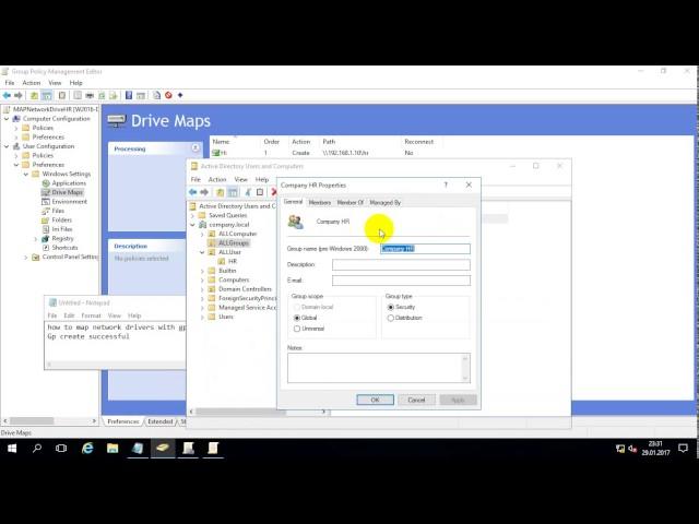 How to map network drive with group policy on Windows Server 2016