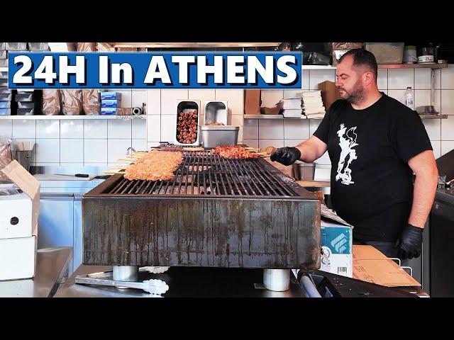 24h Of GREEK FOOD In ATHENS - Best Souvlaki & Amazing Gyros!