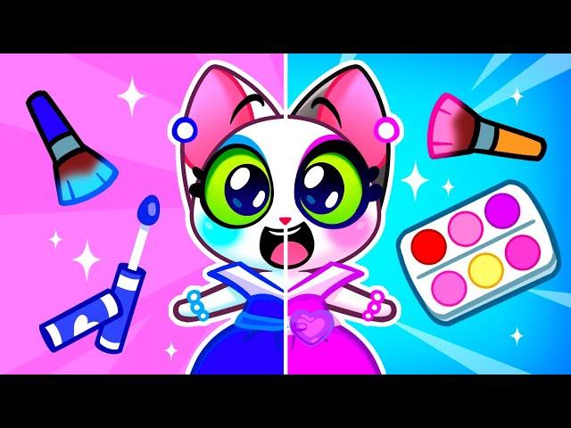 My Doll Came To Life  Pink VS Blue Challenge  Siblings Play Together Kids Cartoons Purr-Purr