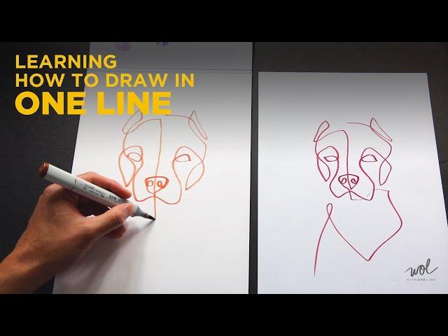 One Line Drawing Tutorial of a Dog by WithOneLine