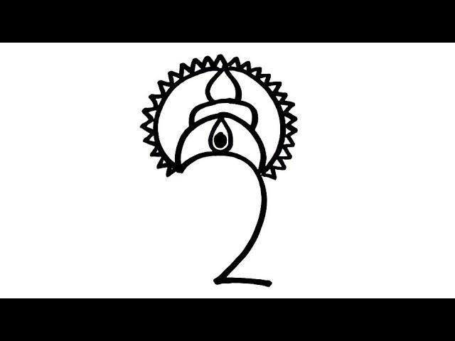 How To Draw Durga Maa Easy  with Number 2 - durga mata  - Step by step for beginners everyone