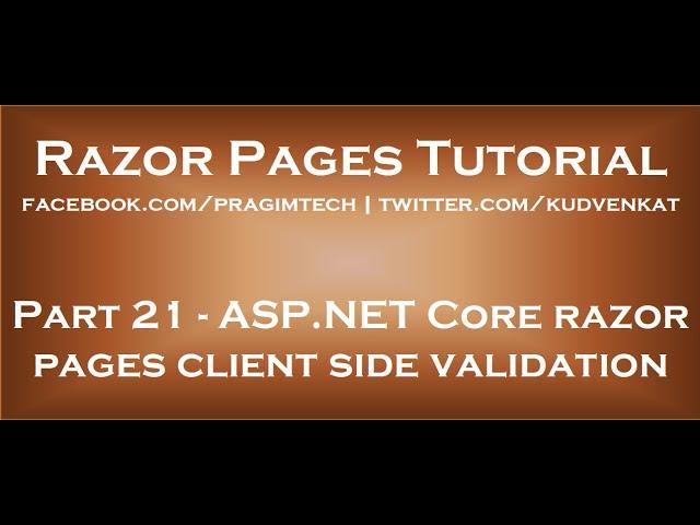 ASP NET Core razor pages client side validation