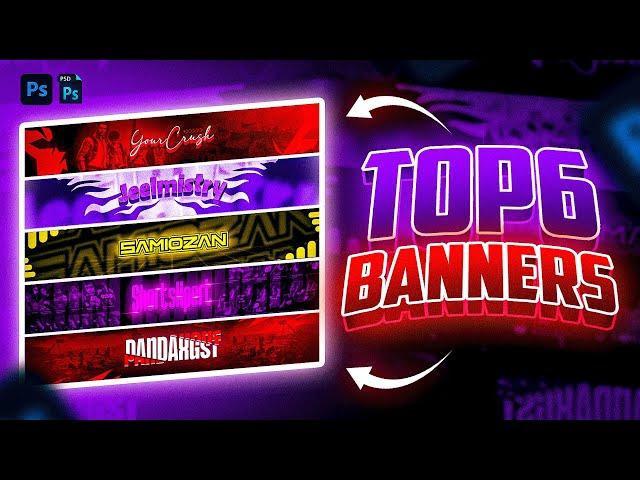 Top 6 Gaming BANNERS Templates [ FREE ] | Youtube Banner Templates