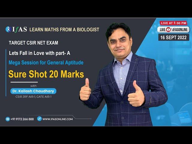 General Aptitude for CSIR NET [Part A] | Sure Shot  20 Marks | IFAS