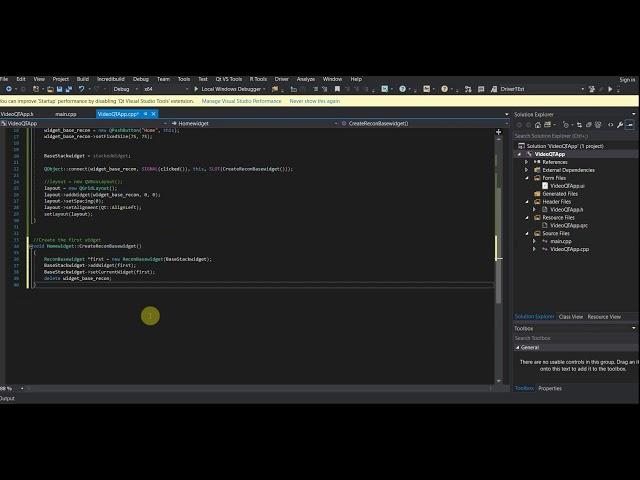 Qt Visual Studio 2017- Create a Stacked Widget with Qt API