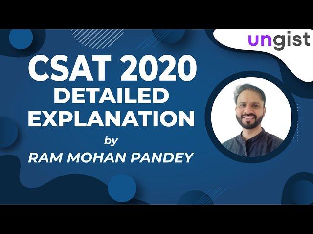 UPSC CSAT 2020 Paper Analysis | UPSC CSAT 2020 Solved Paper | By Ram Mohan Pandey | @UNGISTIAS