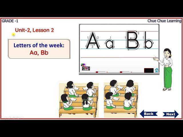 Grade 1 English Unit 2 Lesson 2 | Letters of the week Aa, Bb | ပထမတန္း အဂၤလိပ္စာ အခန္း ၂ သင္ခန္းစာ ၂