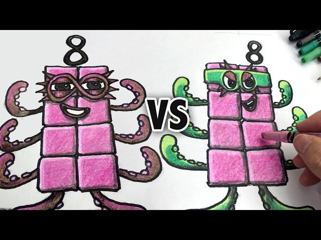 How to Draw Octoblock VS Octonaughty : Numberblocks 8