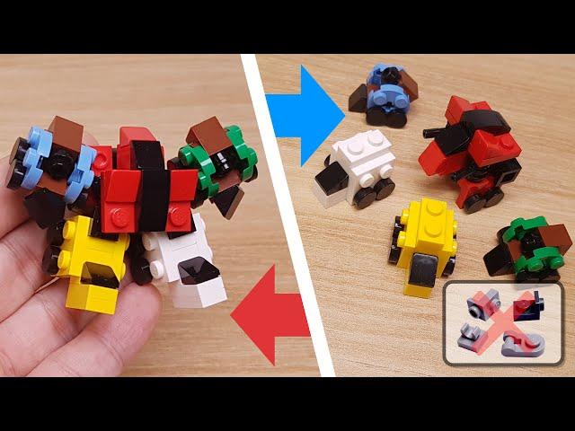 Micro LEGO brick 5 battle cars transformer combiner mech -  Titan V mini! #LEGO