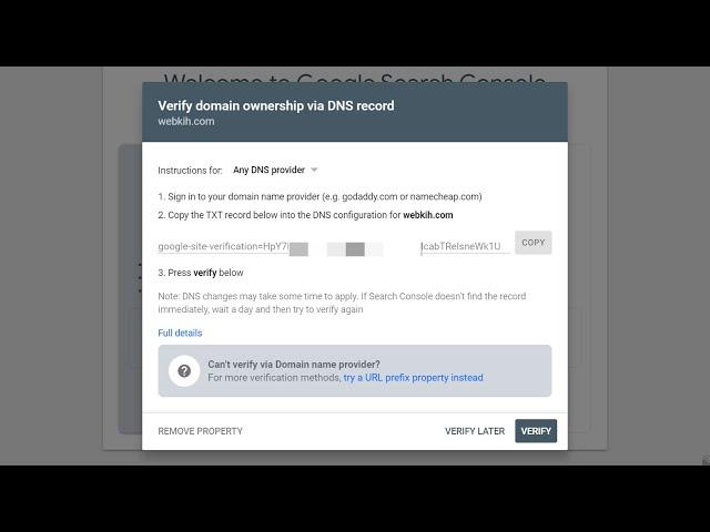 Verify Domain Ownership via DNS Record | Google Search Console publisher 2020 (DNS & TXT Records)