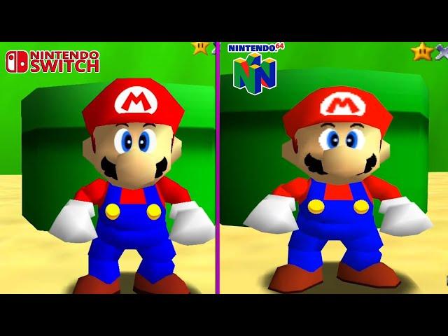 Super Mario 64 Nintendo Switch vs N64 Early Graphics Comparison (2020)