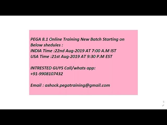 PEGA 8.1 Online Training New Batch Update