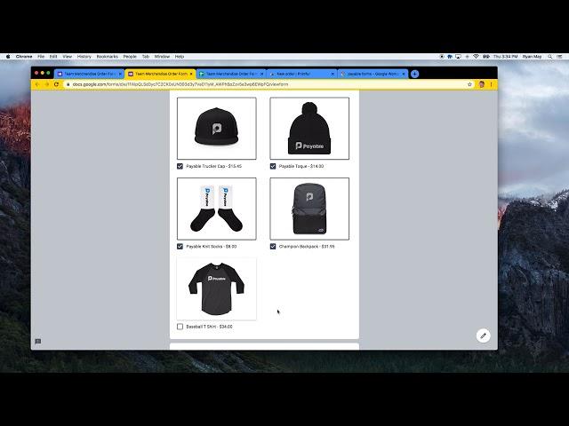 Making a T-Shirt or Merchandise Order Form - With Google Forms and the Payable Forms Add-On