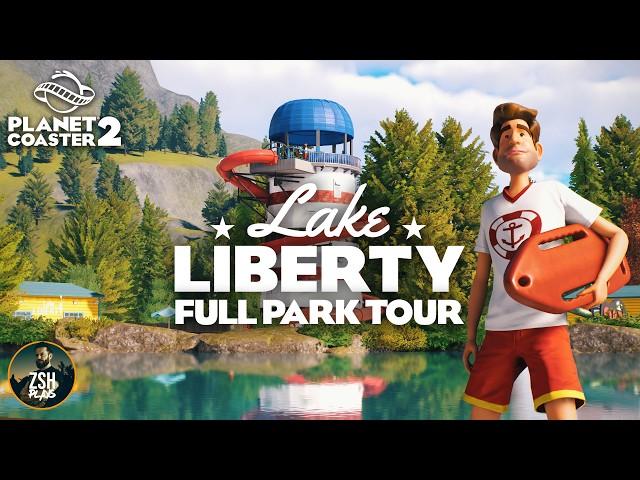 Lake Liberty Park Tour! | Planet Coaster 2 Franchise Mode