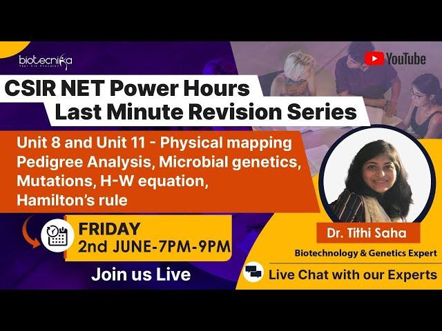 CSIR NET POWER HOURS  Last Minute Revision Series - Unit 8 and Unit 11