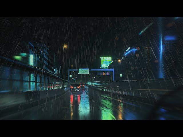 ️Driving in the rain on the highway in Tokyo at night