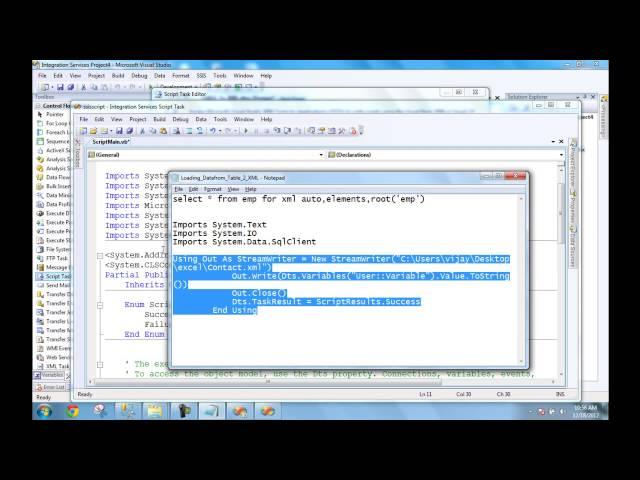 Loading Source Table Data  into XML(Format) Destination in SSIS