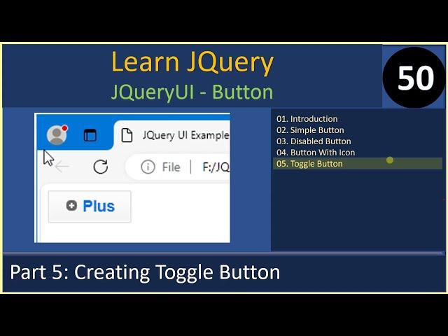 JQueryUI Button | Part 5 - Toggle Button | JQuery Tutorials #50