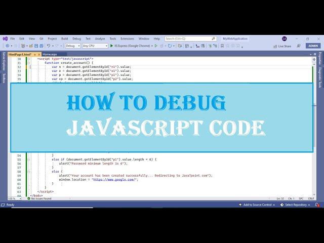 How to debug JavaScript code || debug JS code || Visual Studio 2022