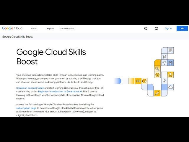 CloudSkillsBoost public profile creation and courses offered by Google Cloud