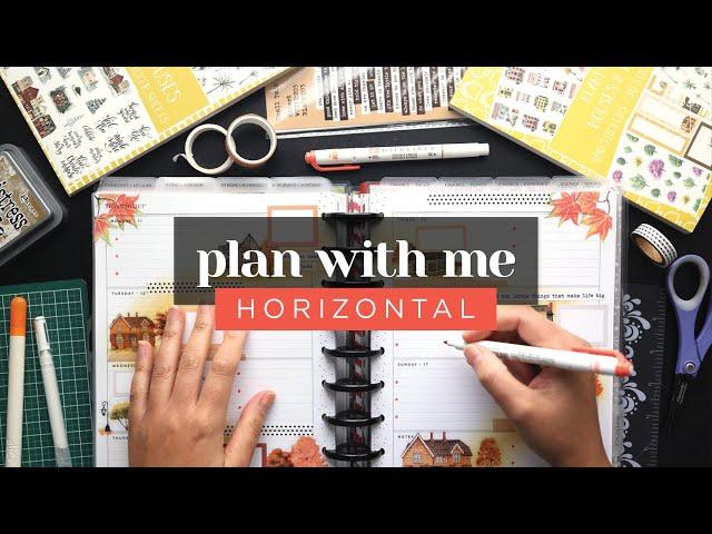 PLAN WITH ME :: Horizontal Layout Weekly Setup in a Classic Happy Planner :: Fall Neighborhood