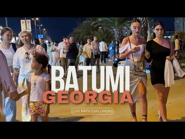 Batumi Georgia | Beach Boulevard Night Walking Tour | 4K Video August 2023