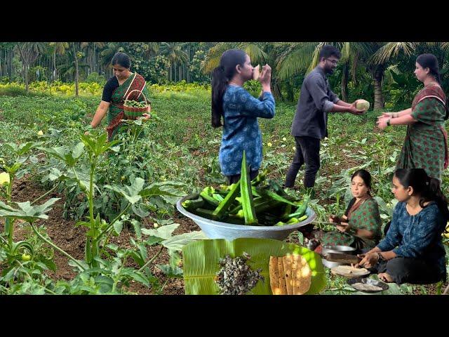 Village Style Bendekai Palya|Village Style Okra Fry Chapati|Lady finger Fry|Family Traditional Life