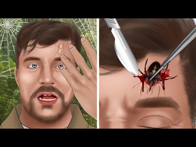 ASMR Help MrBeast remove the spider stuck in his forehead | WOW Brain Kr Satisfying video