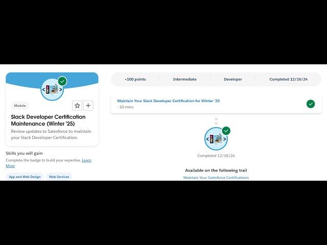 Slack Developer Certification Maintenance (Winter '25) | Salesforce