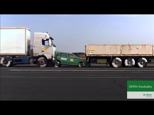 Crash Test With Truck Riding Into Car With 43km/h