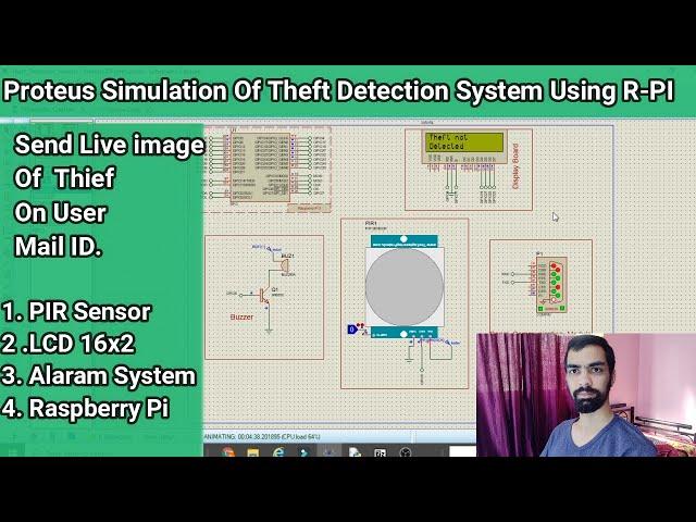 Proteus Simulation of Theft Detection System Using Raspberry PI | Send Live image of Thief