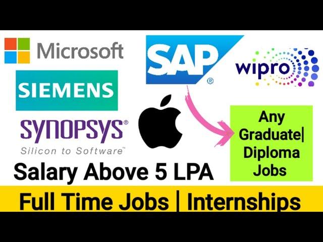 Wipro Freshers Recruitment|Apple hiring for non Coding Jobs| Diploma jobs| Internships