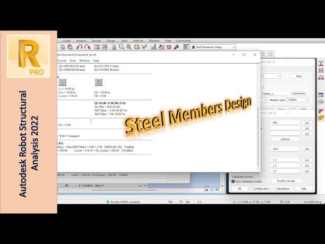 Designing Members in a Simple Steel Structure using Autodesk Robot