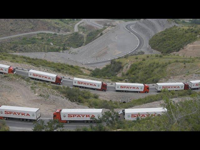 Nagorno Karabakh  trucks with humanitarian aid stuck near Lachin corridor