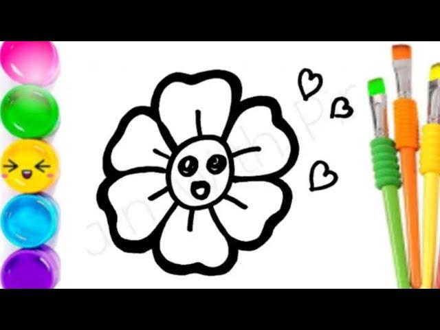 Flower  Drawing Painting Colouring for Kids & Toddlers_ Child Art