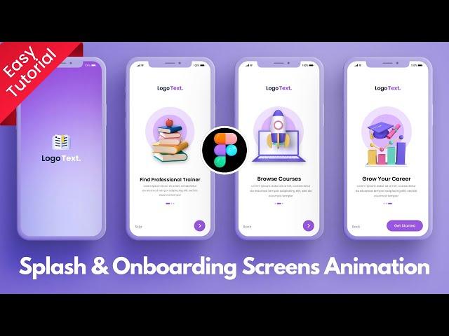 Splash & onboarding screens animation in figma | Easy Tutorial #figma #viral #animation #figmadesign