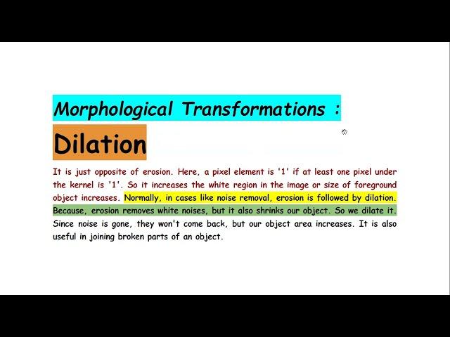 Morphological Transformations : Dilation in OpenCV using Python